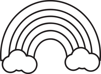 rainbow line art, black outline, vector and illustration, coloring book page line art drawing