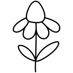 Cute Hand-Drawn Flower Outline – Minimal Botanical SVG Illustration for Spring Decor