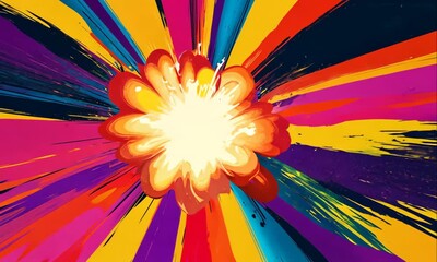 colorful explosion in comic style illustrated animation - Powered by Adobe