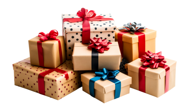 Brightly stacked gift boxes for celebration