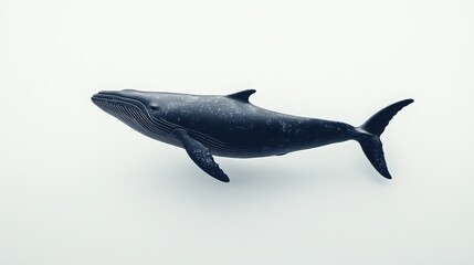 Obraz premium A lone whale, set against a stark white backdrop. 