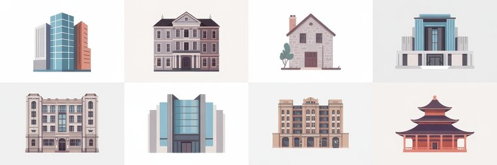 Fototapeta premium Collection of stylized architectural structures