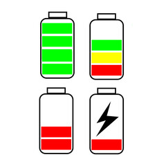 vector stock batterai set icon colorful charge level. png