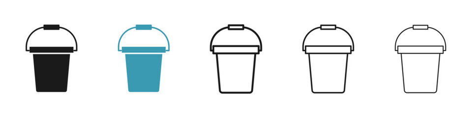 Bucket icon in flat style. Basic vector symbol illustration