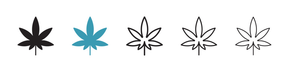 Cannabis leaf icon in flat style. Basic vector symbol illustration