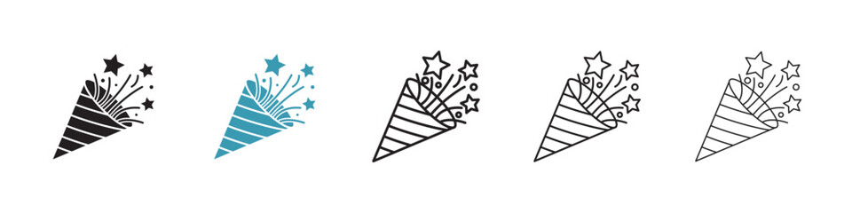 Confetti party popper icon in flat style. Basic vector symbol illustration