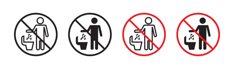 Do not litter in toilet sign in flat style. Basic vector symbol illustration