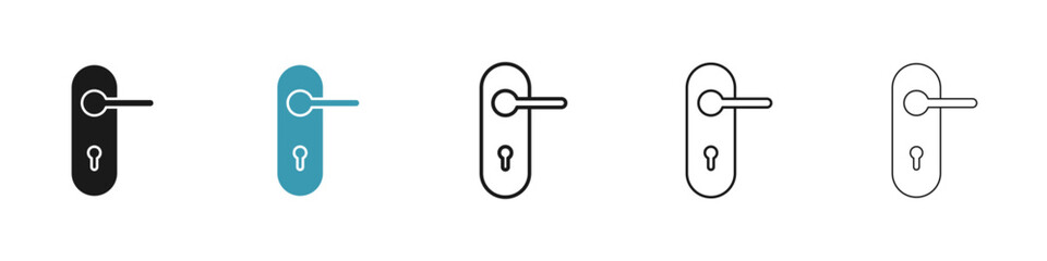 Door handle icon in flat style. Basic vector symbol illustration