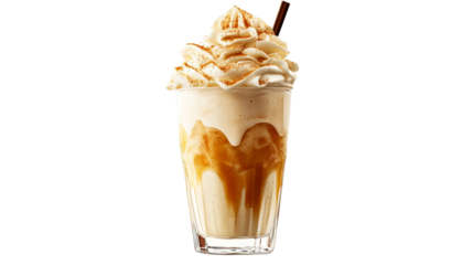 Frosty dessert with caramel and cream