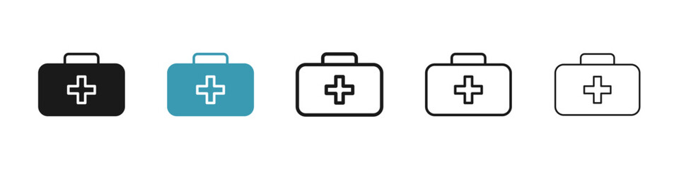 First aid box icon in flat style. Basic vector symbol illustration