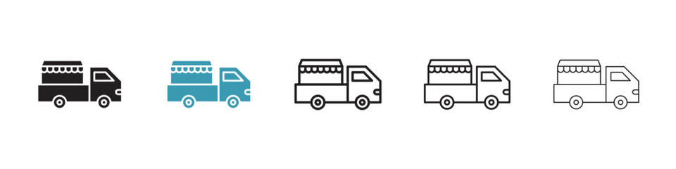 Food truck icon in flat style. Basic vector symbol illustration