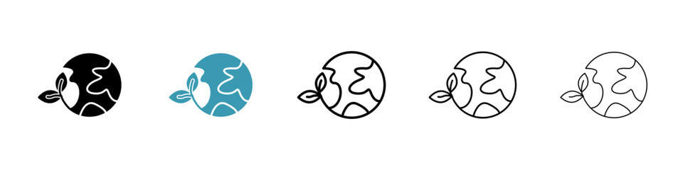 Green earth planet icon in flat style. Basic vector symbol illustration