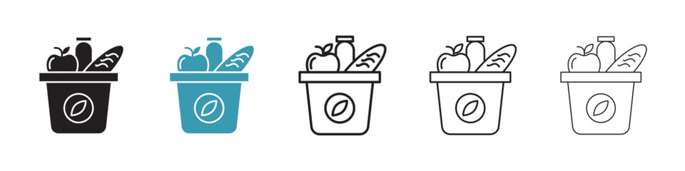 Groceries icon in flat style. Basic vector symbol illustration