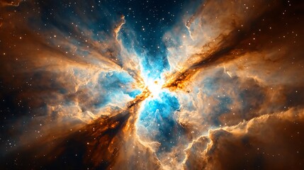 A reflection nebula shimmering with starlight, cosmic dust particles scattering blue light across space