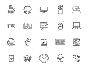 20 Office Equipment and Tools Icons set

