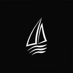 boat and sea logo, simple logo.eps