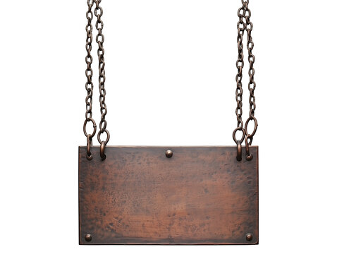 Antique bronze sign hanging with chains for shop display