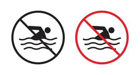 No swimming sign in flat style. Basic vector symbol illustration