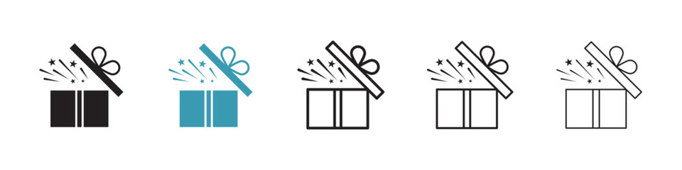 Open gift box icon in flat style. Basic vector symbol illustration