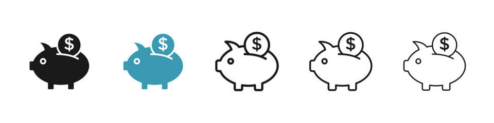 Piggy bank icon in flat style. Basic vector symbol illustration