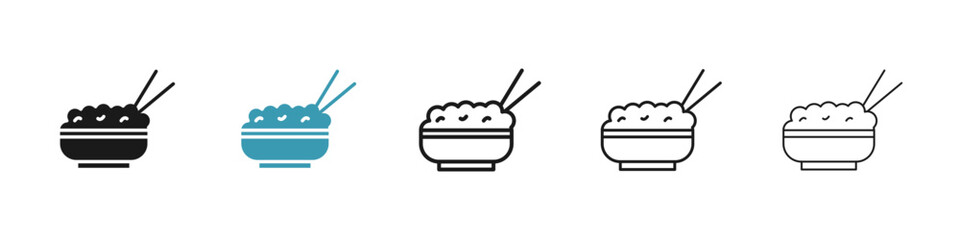 Rice bowl icon in flat style. Basic vector symbol illustration