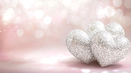 Fototapeta premium Romantic hearts, soft light, bokeh background