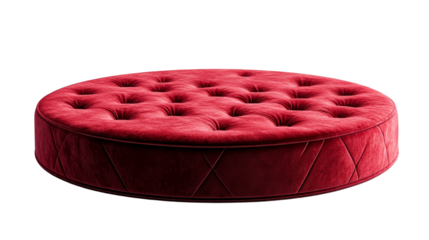 Elegant round red velvet ottoman for home decor