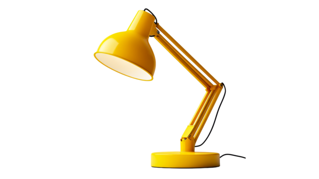 Bright yellow desk lamp with adjustable arm design