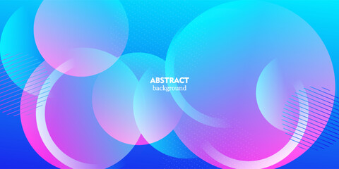 Abstract bright 3D colorful gradient background in pink and blue. Overlapping circles layers with simple pattern. Vector Eps10