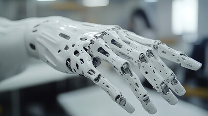 A robotic arm in an AI managed manufacturing facility, assembling components for advanced 3D printers, Tech-tech style