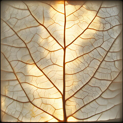 Obraz premium Leaf Vein Artistry: Explore the exquisite detail of a single leaf's skeletal structure, where delicate veins form an intricate natural network, capturing the essence of botanical beauty.