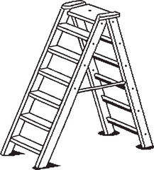 Stepladder: A sturdy, wooden stepladder stands ready, its steps inviting a climb to new heights. A symbol of upward mobility, ambition, and the potential for progress.