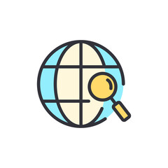 Online search colored icons, minimalist vector illustration ,simple transparent graphic element .Isolated on white background