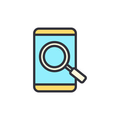 Mobile search colored icons, minimalist vector illustration ,simple transparent graphic element .Isolated on white background