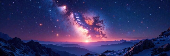 Fototapeta premium Galaxy landscape with stars and space dust at night sky , universe, cosmos, dust