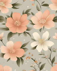 Obraz premium Dainty pastel Chintz floral design with abstract blossoms, seamless pattern.