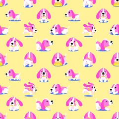 Obraz premium Cute pink Beagle Seamless Pattern 