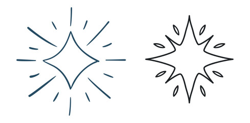 Set Hand drawn sparkling stars	
