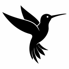 Obraz premium Minimalist Hummingbird Silhouette Vector