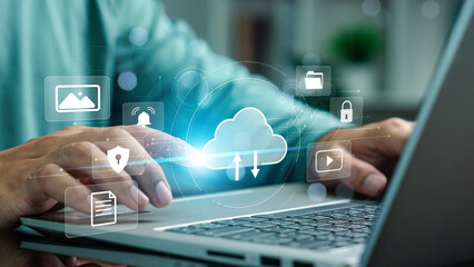 The concept of cloud file storage and backup, Cloud based file storage and secure data backup...