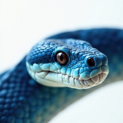 Fototapeta premium Serpentine features of Blue viper snake closeup face, viper snake, snake face