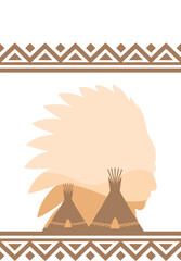 Naklejka premium Native American Day background Vector template with indian tribe silhouette. Suitable for use on banners, posters, etc. Native American Day in the United States