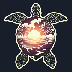 Turtle with a landscape on its shell