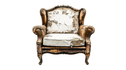 Vintage Wooden Chair Isolated on Transparent Background for Furniture Concepts