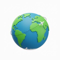 World Travel: Globe with Airplane - International Destination Concept