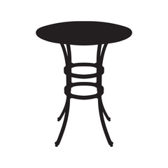 Silhouette of a Small Round Bistro Table with Legs