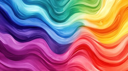 Vibrant Rainbow Waves: An Abstract Masterpiece of Color and Flow