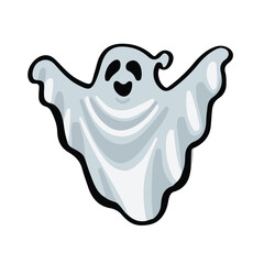 Fototapeta premium Halloween design with hand drawn ghost. Clipart concept. Vector illustration. 