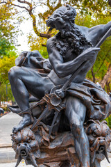 Neptune Fountain statue sculpture figure monument in Mexico City Mexico.