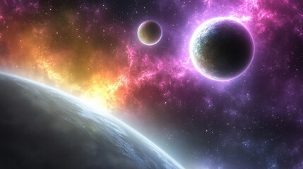 Obraz premium Cosmic Planetary Dance in the Galaxy